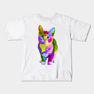 CUTE KITTY CAT COLORFUL ANIMAL Kids T-Shirt